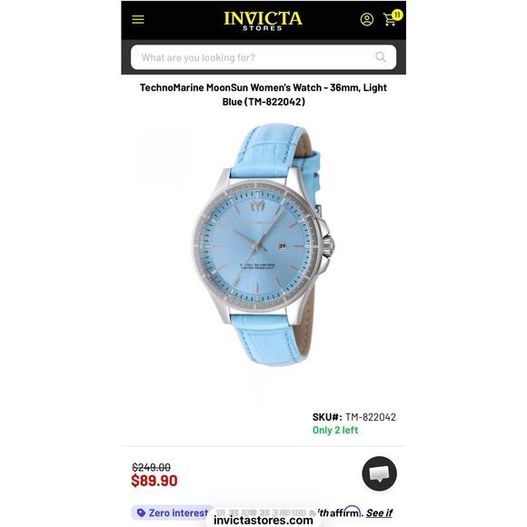 TechnoMarine MoonSun Women\'s Watch - 36mm, Light Blue (TM-822042)-NEW IN BOX main image 6